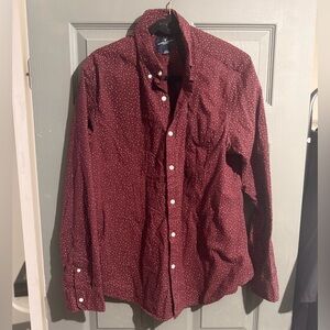 American Eagle Outfitters Burgundy Polka Dot Shirt
